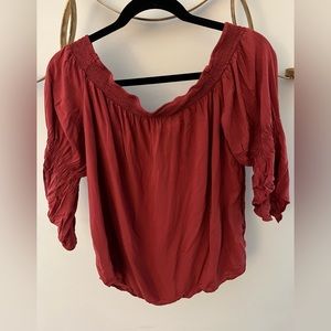 Express Large Burnt Orange Off the Shoulder Top